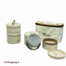 ظرف غذا لانچ باکس چهار قلو همراه با کیف عایق